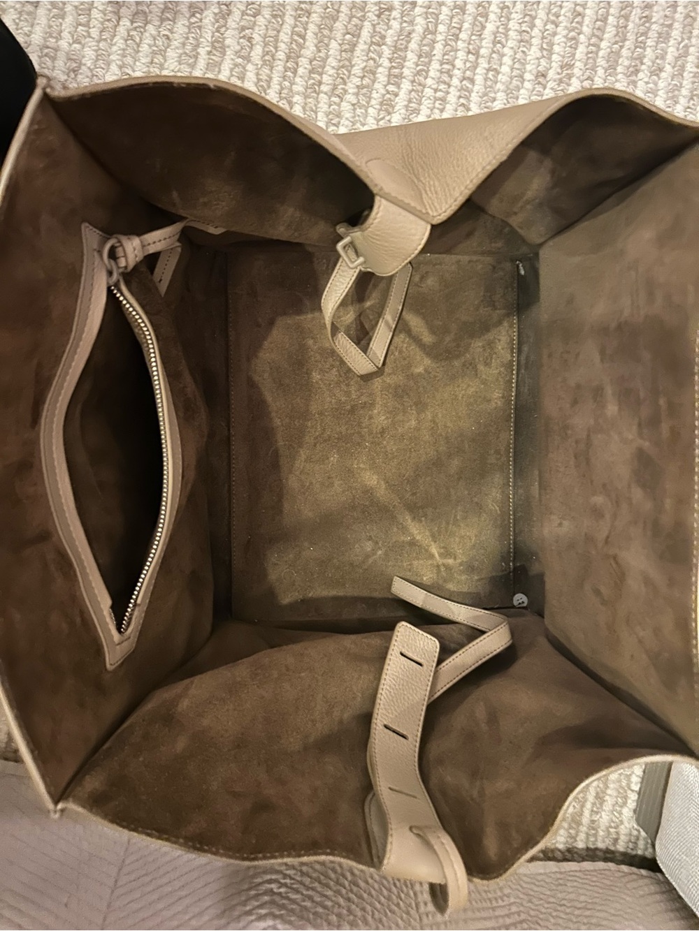Celine Taupe Leather Luggage Phantom with Braided Zip Pull - Picture 3 of 4